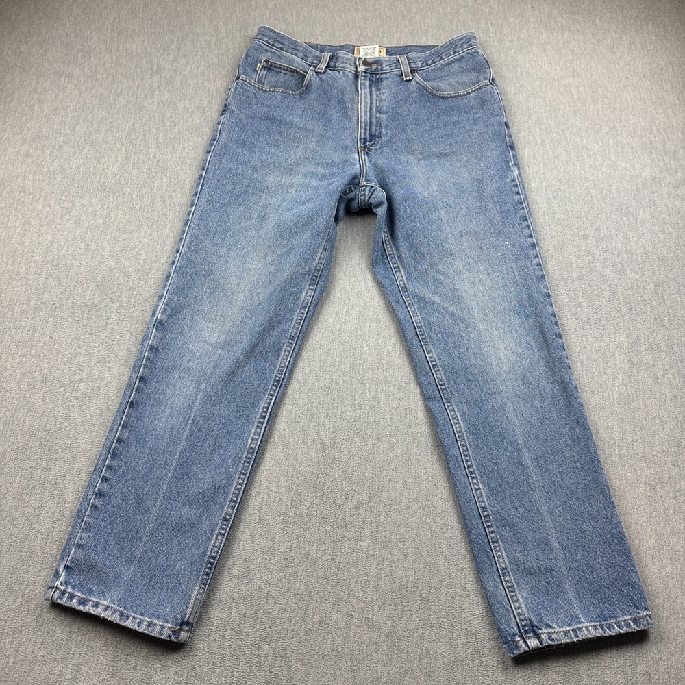 L.L. Bean Jeans Men 32x29 Blue Denim Straight Leg Casual Cotton Button Zip Pants